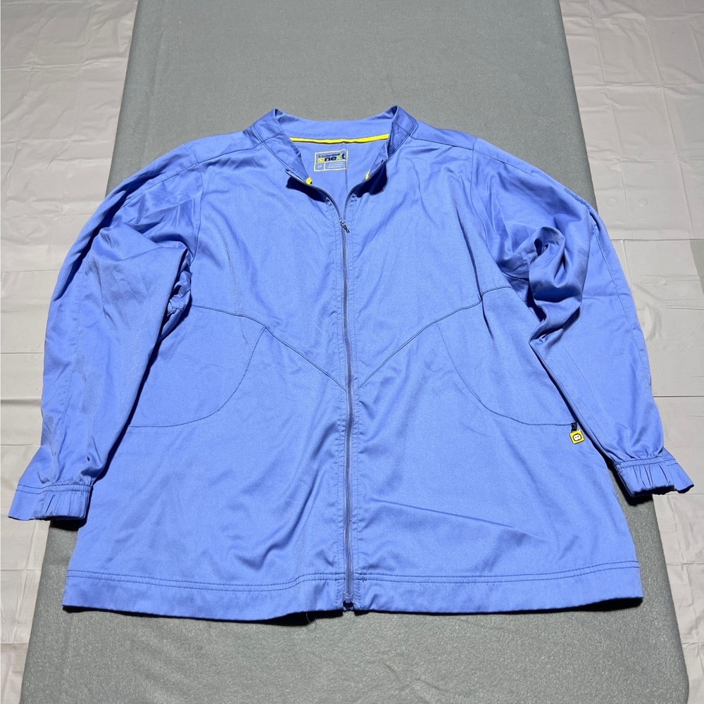 WonderWink Next Blue Full Zip Scrub Jacket Womens 2X Style 8119 Plus Size